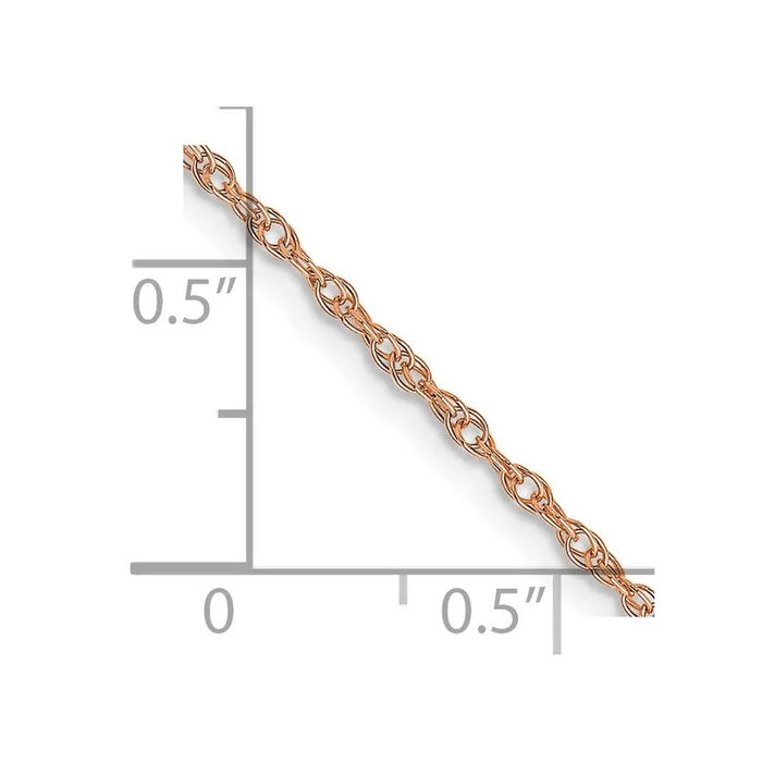 Necklaces TreasureFineJewelers 14k Rose Gold 115mm Baby Rope Chain