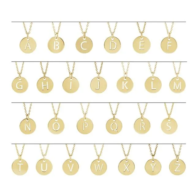 Necklaces TreasureFineJewelers 14K Rose Gold Initial D 10 mm Disc Pendant