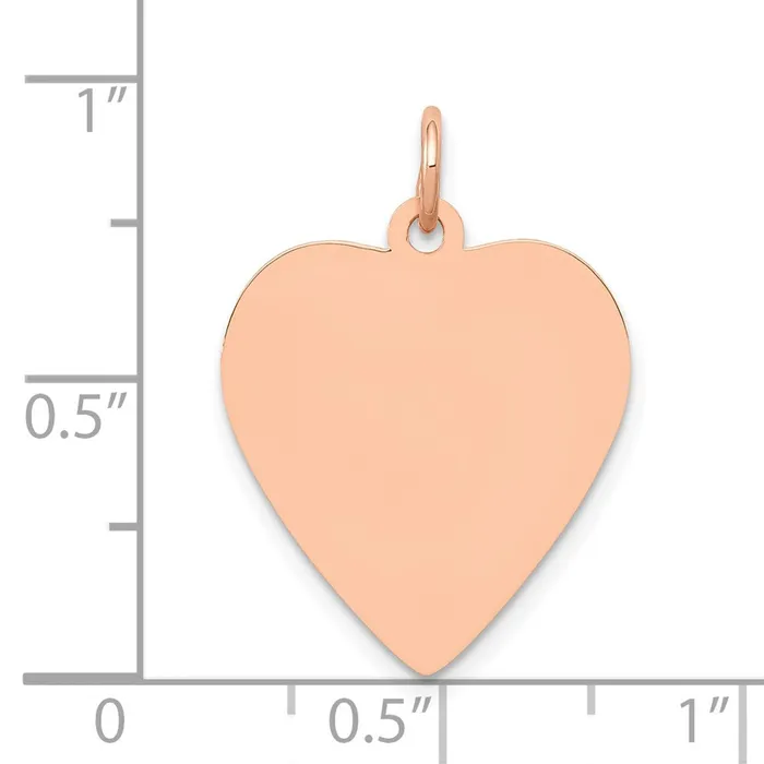 Necklaces TreasureFineJewelers 14k Rose Gold Rose Polished Heart Shaped Disc Pendant
