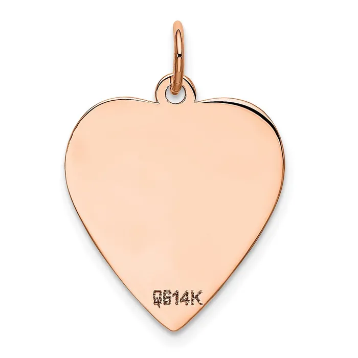 Necklaces TreasureFineJewelers 14k Rose Gold Rose Polished Heart Shaped Disc Pendant
