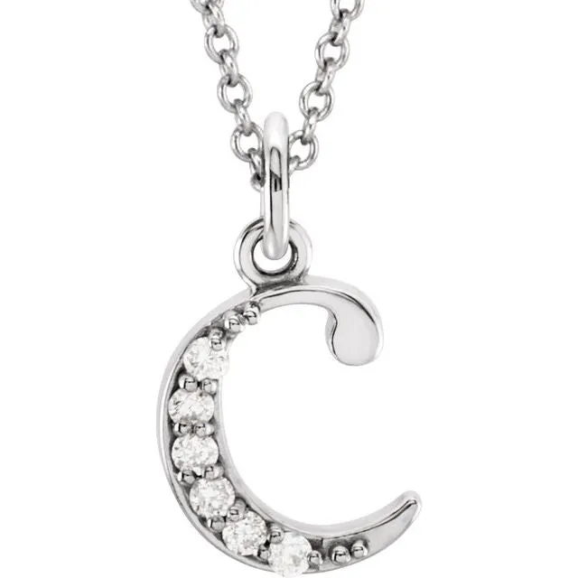Necklaces TreasureFineJewelers 14K White Gold 03 CTW Natural Diamond Lowercase Initial C 16 Necklace Necklaces TreasureFineJewelers 14K White Gold 03 CTW Natural Diamond Lowercase Initial C 16 Necklace