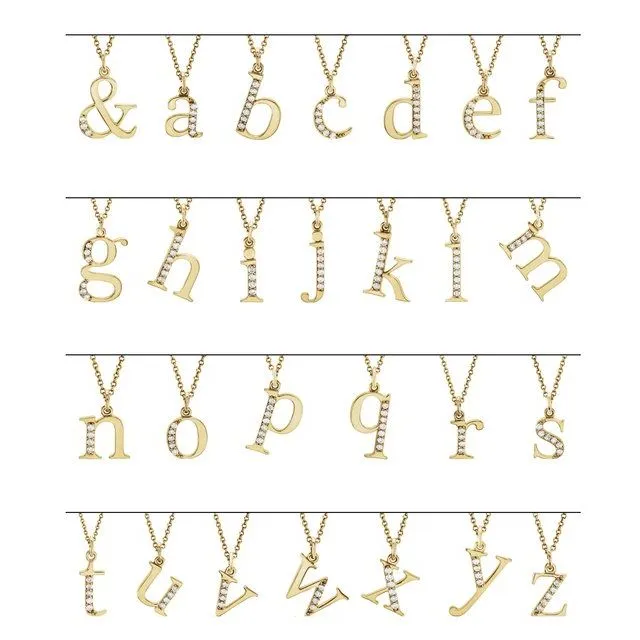 Necklaces TreasureFineJewelers 14K White Gold 03 CTW Natural Diamond Lowercase Initial C 16 Necklace