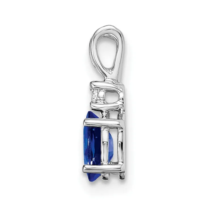 Necklaces TreasureFineJewelers 14k White Gold 6x4mm Oval Sapphire A Diamond pendant