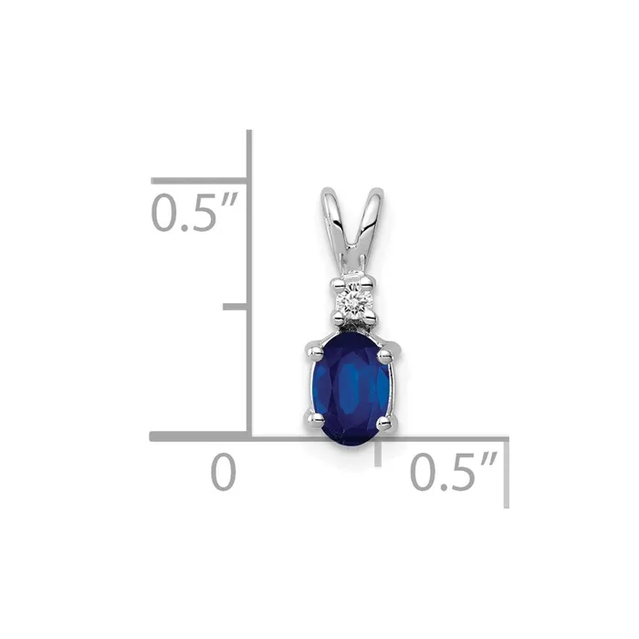 Necklaces TreasureFineJewelers 14k White Gold 6x4mm Oval Sapphire A Diamond pendant