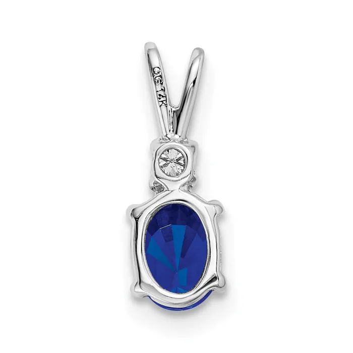 Necklaces TreasureFineJewelers 14k White Gold 6x4mm Oval Sapphire A Diamond pendant