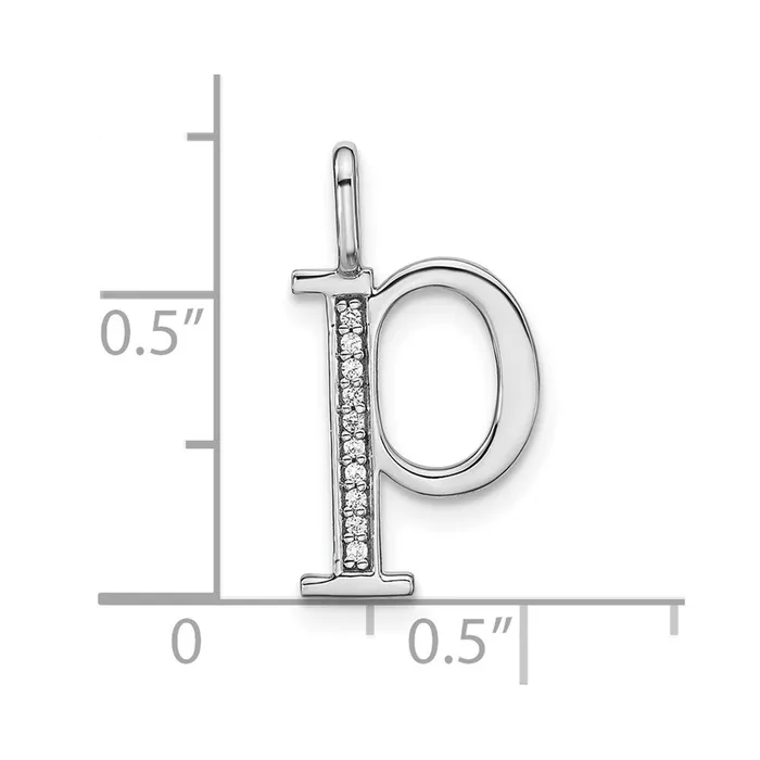 Necklaces TreasureFineJewelers 14K White Gold Diamond Lower Case Letter P Initial Pendant