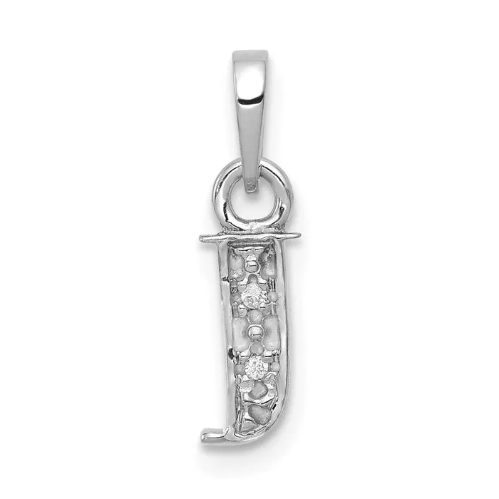 Necklaces TreasureFineJewelers 14k White Gold Rhodiumplated Diamond Letter J Initial Pendant Necklaces TreasureFineJewelers 14k White Gold Rhodiumplated Diamond Letter J Initial Pendant