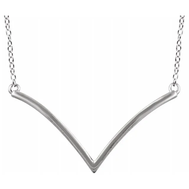 Necklaces TreasureFineJewelers 14K White V 1618 Necklace