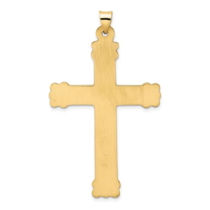 Necklaces TreasureFineJewelers 14k Yellow Gold Polished and Textured Solid Circle Center Cross Pendant
