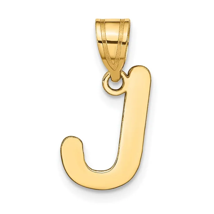 Necklaces TreasureFineJewelers 14k Yellow Gold Polished Bubble Letter J Initial Pendant Necklaces TreasureFineJewelers 14k Yellow Gold Polished Bubble Letter J Initial Pendant