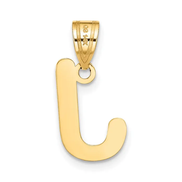 Necklaces TreasureFineJewelers 14k Yellow Gold Polished Bubble Letter J Initial Pendant