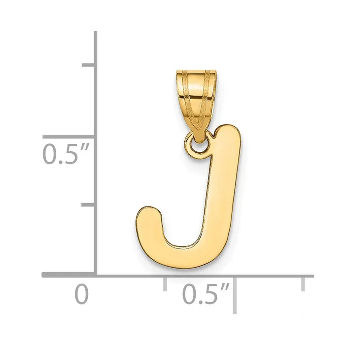 Necklaces TreasureFineJewelers 14k Yellow Gold Polished Bubble Letter J Initial Pendant