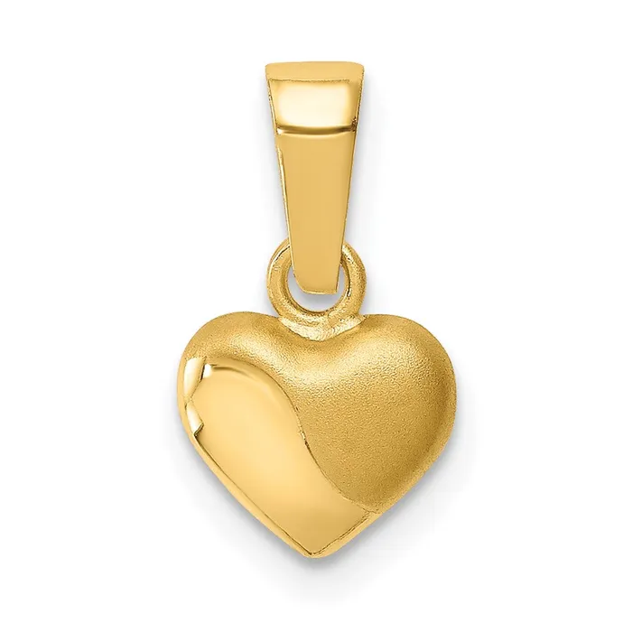 Necklaces TreasureFineJewelers 14k Yellow Gold Satin and Polished 3D Puffed Heart Pendant Necklaces TreasureFineJewelers 14k Yellow Gold Satin and Polished 3D Puffed Heart Pendant
