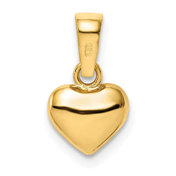Necklaces TreasureFineJewelers 14k Yellow Gold Satin and Polished 3D Puffed Heart Pendant