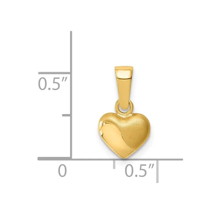 Necklaces TreasureFineJewelers 14k Yellow Gold Satin and Polished 3D Puffed Heart Pendant