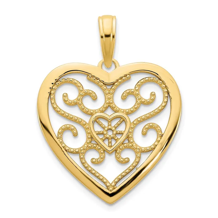 Necklaces TreasureFineJewelers 14ky Fancy Heart Pendant