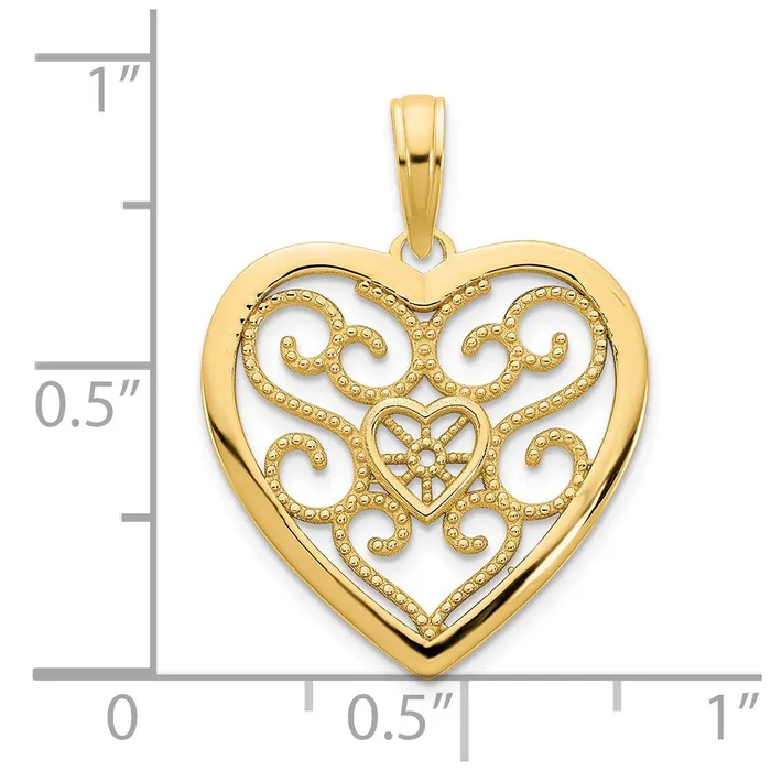 Necklaces TreasureFineJewelers 14ky Fancy Heart Pendant