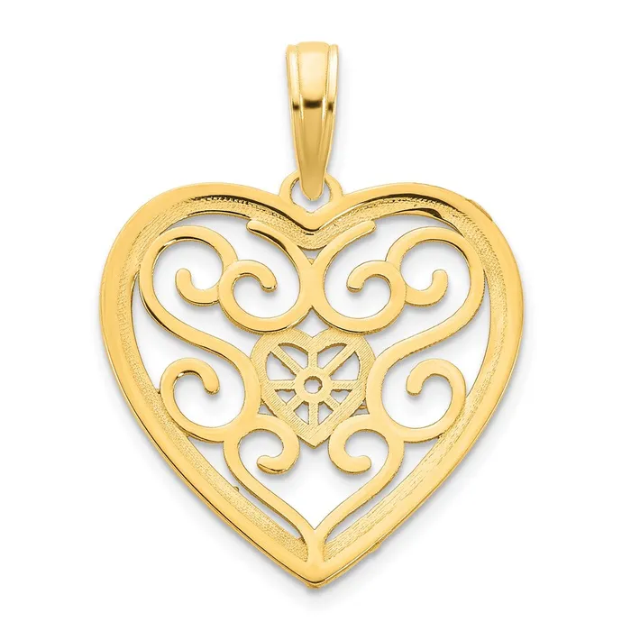 Necklaces TreasureFineJewelers 14ky Fancy Heart Pendant