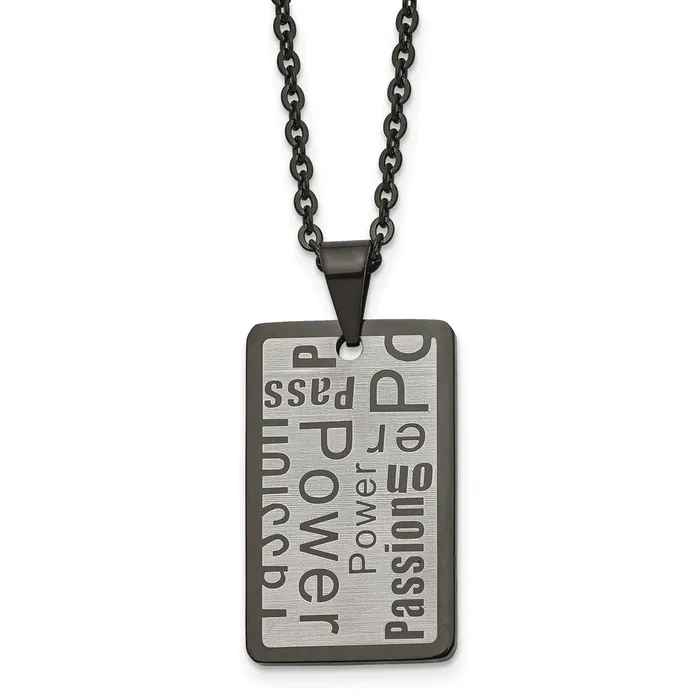 Necklaces TreasureFineJewelers Chisel Stainless Steel Brushed and Polished Black IPplated Power and Passion Pendant on a 22 inch Cable Chain Necklace Necklaces TreasureFineJewelers Chisel Stainless Steel Brushed and Polished Black IPplated Power and Passion Pendant on a 22 inch Cable Chain Necklace