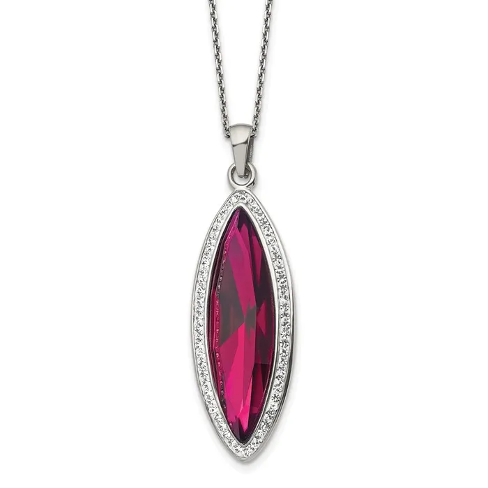 Necklaces TreasureFineJewelers Stainless Steel Polished Red Crystal Preciosa Crystal w2in ext Necklace Necklaces TreasureFineJewelers Stainless Steel Polished Red Crystal Preciosa Crystal w2in ext Necklace