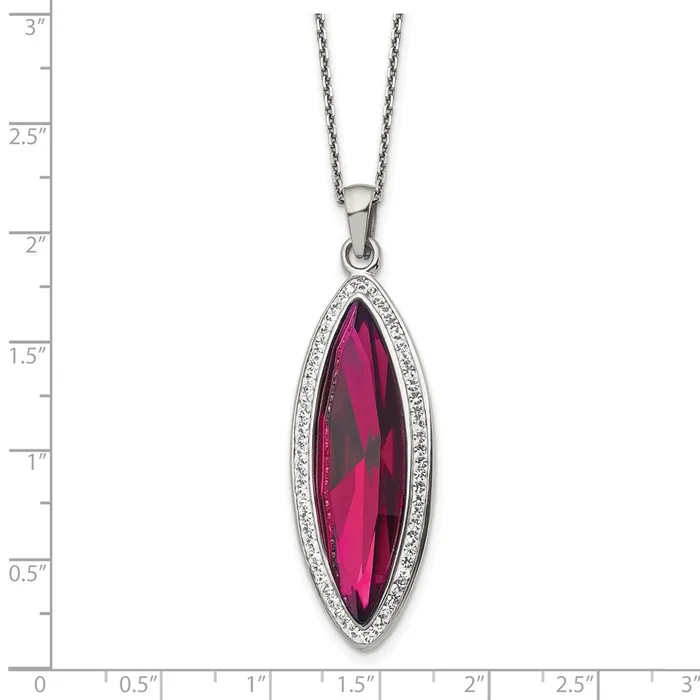 Necklaces TreasureFineJewelers Stainless Steel Polished Red Crystal Preciosa Crystal w2in ext Necklace