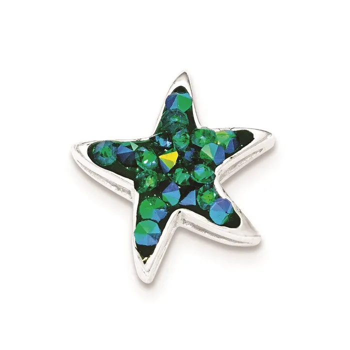 Necklaces TreasureFineJewelers Sterling Silver Blue Crystal Star Pendant