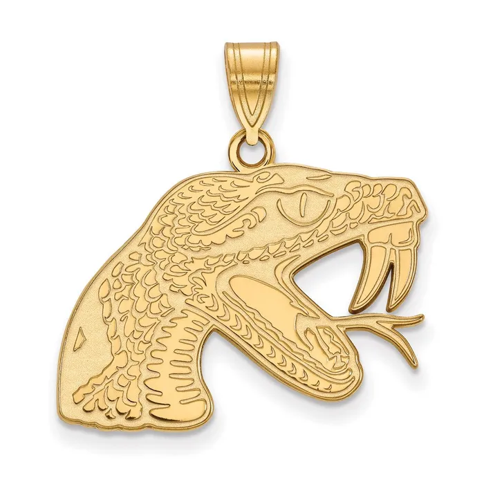 Necklaces TreasureFineJewelers Sterling Silver Goldplated Florida A and M University Rattler Large Pendant Necklaces TreasureFineJewelers Sterling Silver Goldplated Florida A and M University Rattler Large Pendant