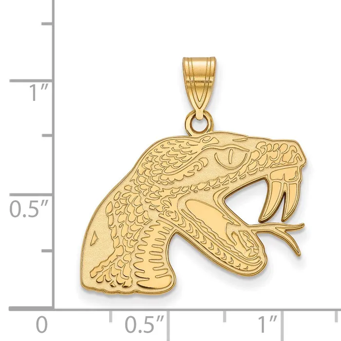 Necklaces TreasureFineJewelers Sterling Silver Goldplated Florida A and M University Rattler Large Pendant