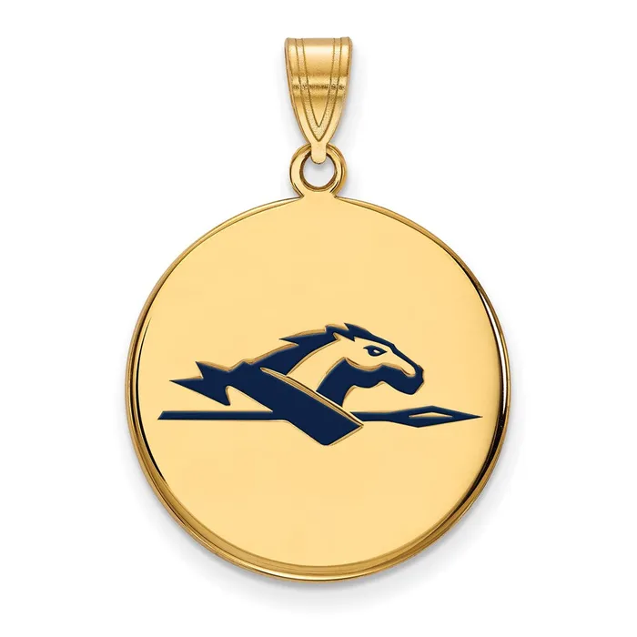 Necklaces TreasureFineJewelers Sterling Silver Goldplated Longwood University Horse Large Enameled Disc Pendant Necklaces TreasureFineJewelers Sterling Silver Goldplated Longwood University Horse Large Enameled Disc Pendant