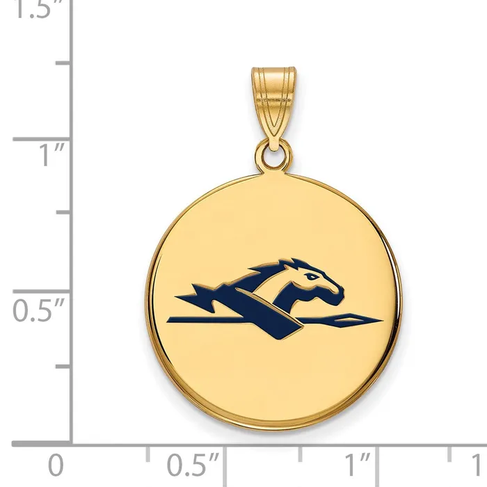 Necklaces TreasureFineJewelers Sterling Silver Goldplated Longwood University Horse Large Enameled Disc Pendant