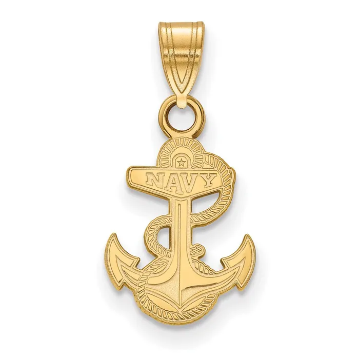Necklaces TreasureFineJewelers Sterling Silver Goldplated US Naval Academy Anchor Small Pendant Necklaces TreasureFineJewelers Sterling Silver Goldplated US Naval Academy Anchor Small Pendant