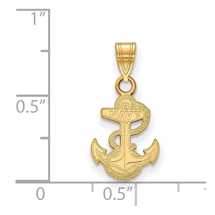 Necklaces TreasureFineJewelers Sterling Silver Goldplated US Naval Academy Anchor Small Pendant