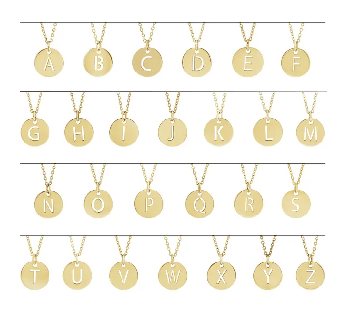 Necklaces TreasureFineJewelers Sterling Silver Initial V 10 mm Disc Pendant