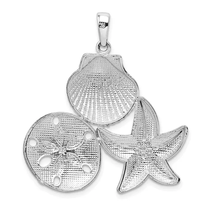 Necklaces TreasureFineJewelers Sterling Silver PolishedDiamondcut Sea Life Pendant