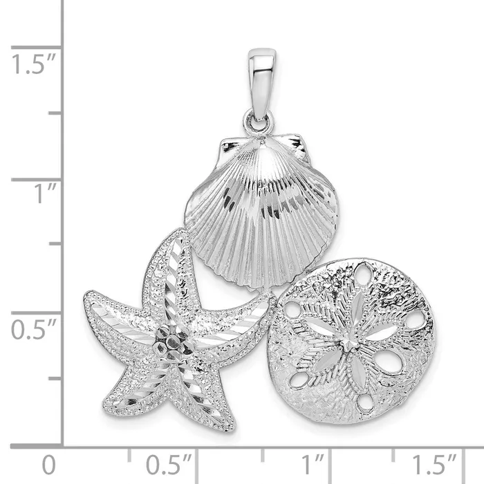 Necklaces TreasureFineJewelers Sterling Silver PolishedDiamondcut Sea Life Pendant
