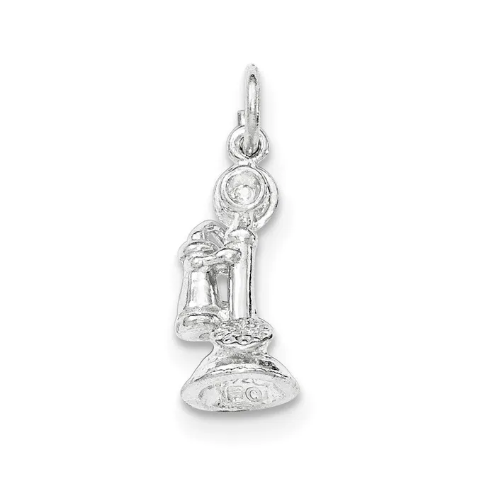 Necklaces TreasureFineJewelers Sterling Silver Polished Old Fashioned Phone Pendant