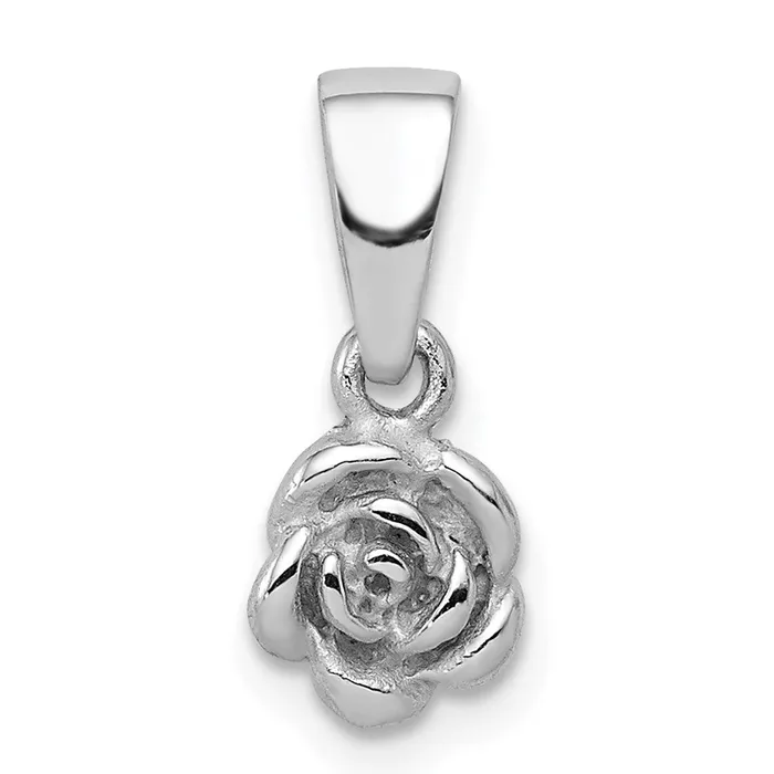 Necklaces TreasureFineJewelers Sterling Silver Rhodiumplated Childrens Textured Rose Pendant Necklaces TreasureFineJewelers Sterling Silver Rhodiumplated Childrens Textured Rose Pendant