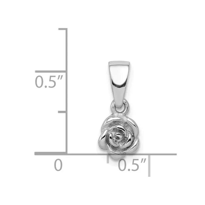 Necklaces TreasureFineJewelers Sterling Silver Rhodiumplated Childrens Textured Rose Pendant