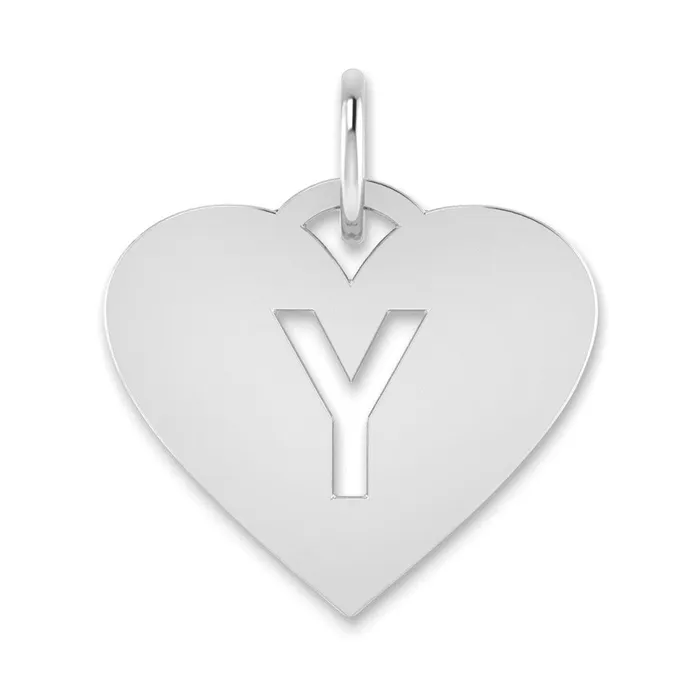 Necklaces TreasureFineJewelers Sterling Silver Rhodiumplated Heart Letter Y Initial Charm Necklaces TreasureFineJewelers Sterling Silver Rhodiumplated Heart Letter Y Initial Charm