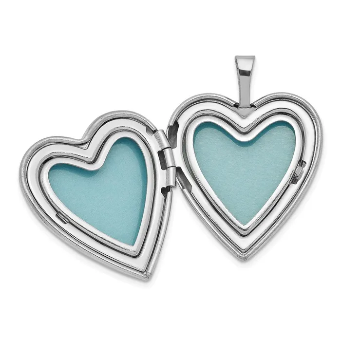 Necklaces TreasureFineJewelers Sterling Silver Rhodiumplated Polished Satin Heart 18in Locket Necklace 14in Pendant Necklace Set
