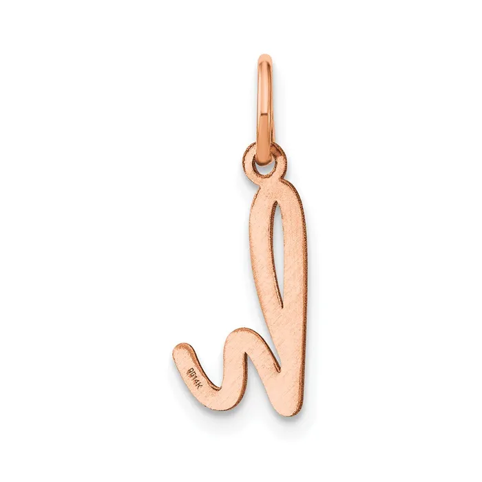 Necklaces TreasureFineJewelers Sterling Silver Roseplated Lower case Letter H Initial Charm