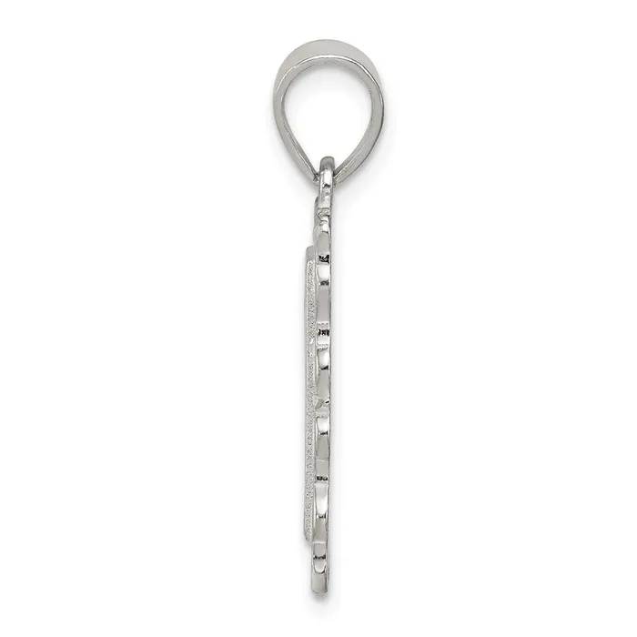 Necklaces TreasureFineJewelers Sterling Silver Square Diamondcut Letter D Initial Pendant