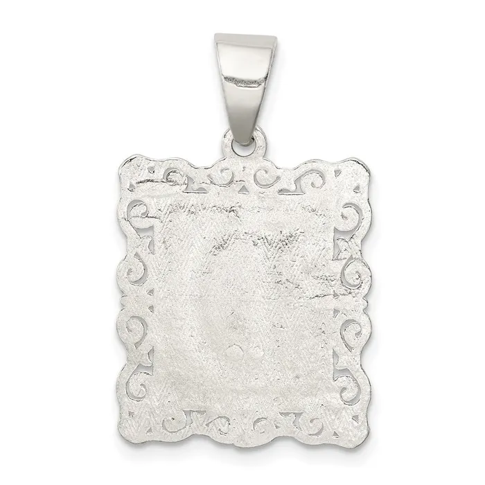 Necklaces TreasureFineJewelers Sterling Silver Square Diamondcut Letter D Initial Pendant