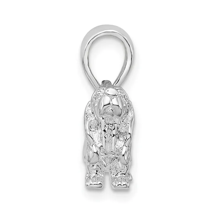 Necklaces TreasureFineJewelers Sterling Silver Textured 3D Basset Hound Pendant
