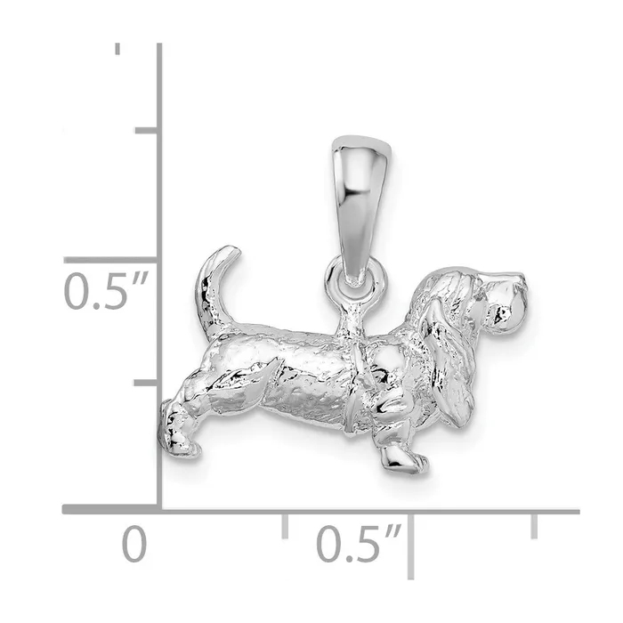 Necklaces TreasureFineJewelers Sterling Silver Textured 3D Basset Hound Pendant