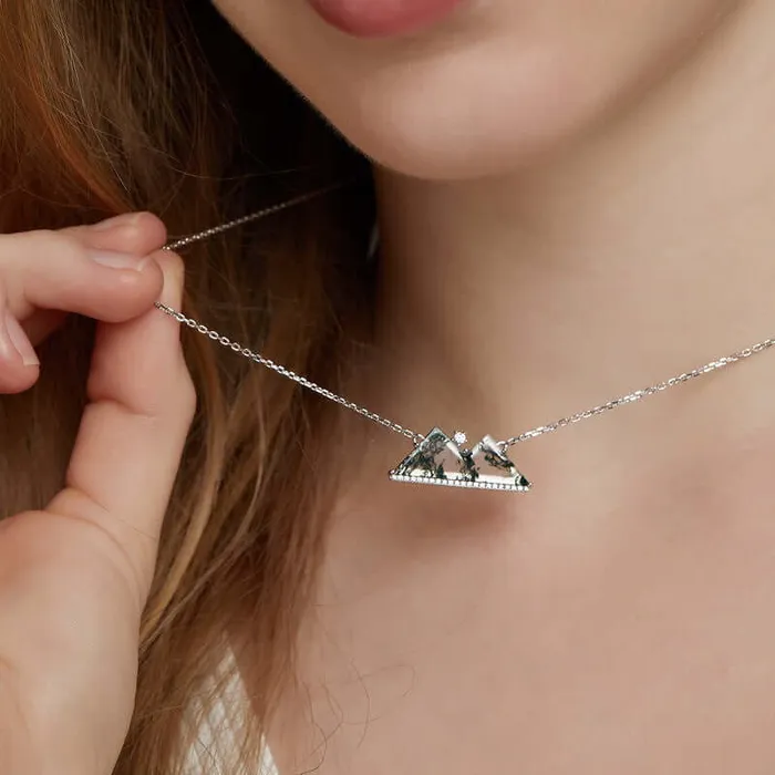 Necklaces Trendolla Jewelry 925 Silver Moss Agate Mountain Necklace