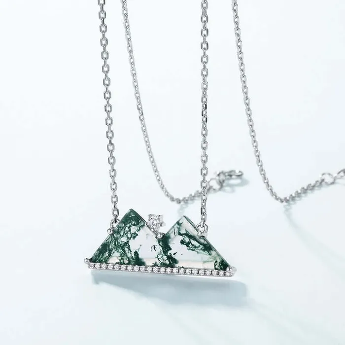 Necklaces Trendolla Jewelry 925 Silver Moss Agate Mountain Necklace