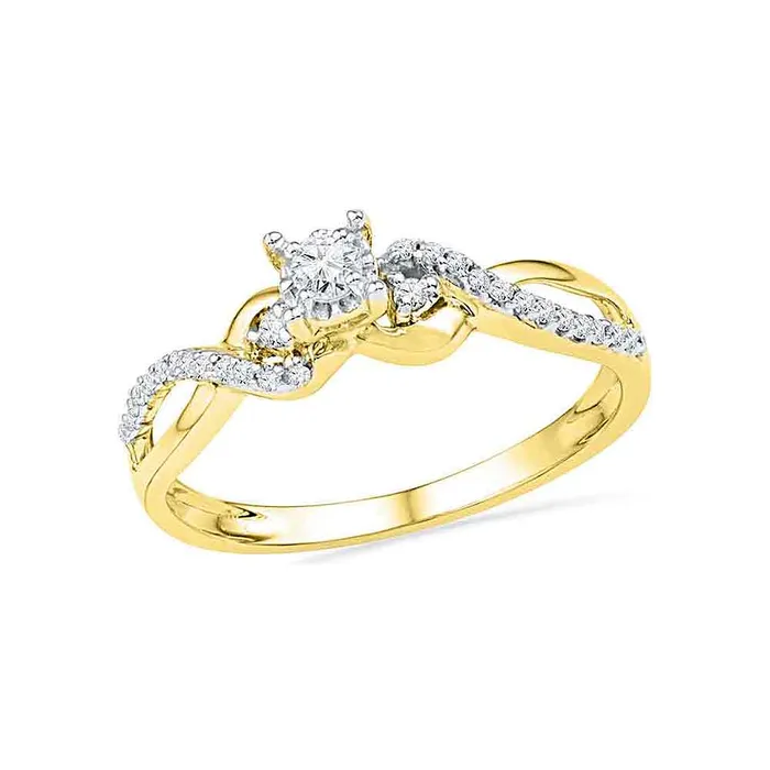 North Arrow Shop Rings 10kt yellow gold womens round diamond solitaire crossover promise bridal ring 14 cttw100422 North Arrow Shop Rings 10kt yellow gold womens round diamond solitaire crossover promise bridal ring 14 cttw100422
