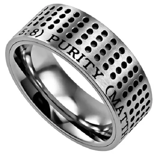 North Arrow Shop Rings PURITY Matthew 58 Mens Christian Scripture Ring Stainless Steel North Arrow Shop Rings PURITY Matthew 58 Mens Christian Scripture Ring Stainless Steel