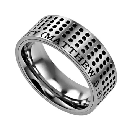 North Arrow Shop Rings PURITY Matthew 58 Mens Christian Scripture Ring Stainless Steel North Arrow Shop Rings PURITY Matthew 58 Mens Christian Scripture Ring Stainless Steel